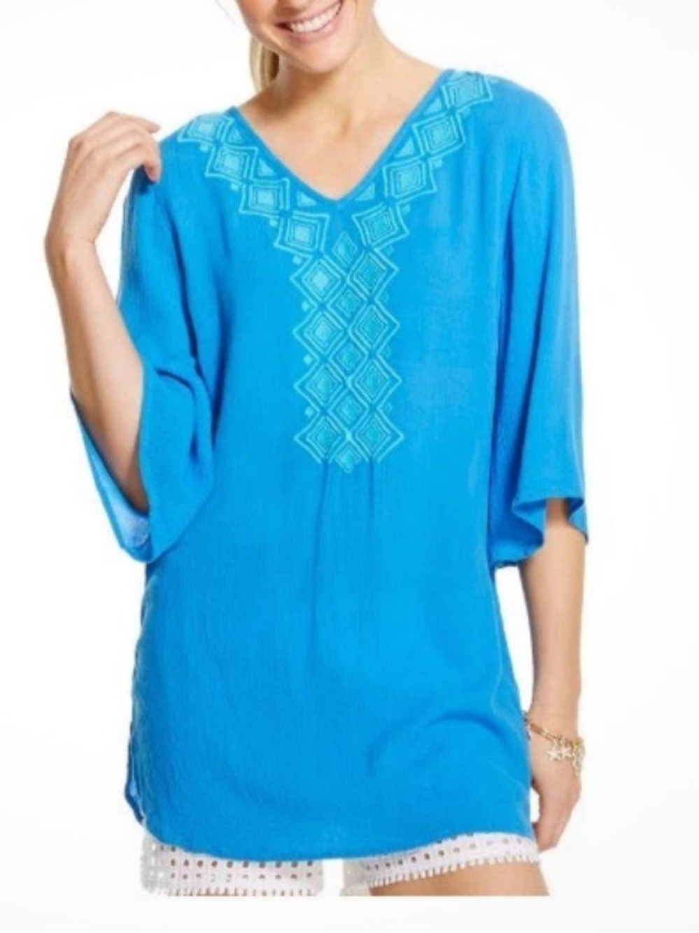 Lilly Pulitzer for Target Women's Embroidered Tunic - Blue Bell - Size XXL